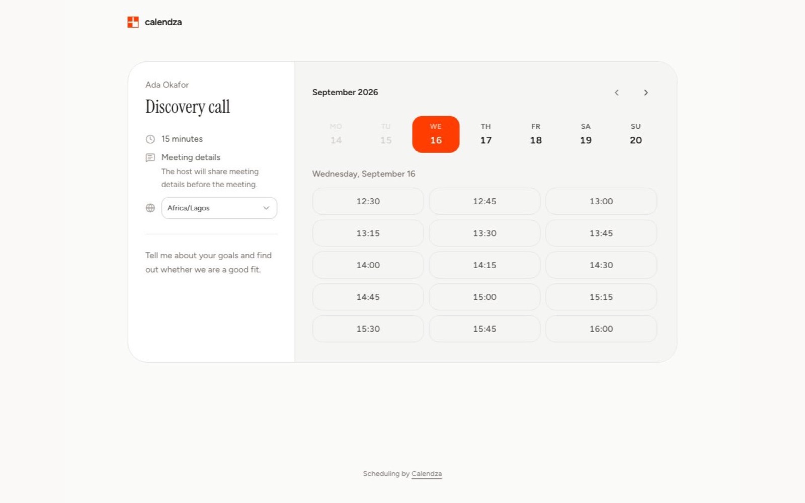 Calendza interface