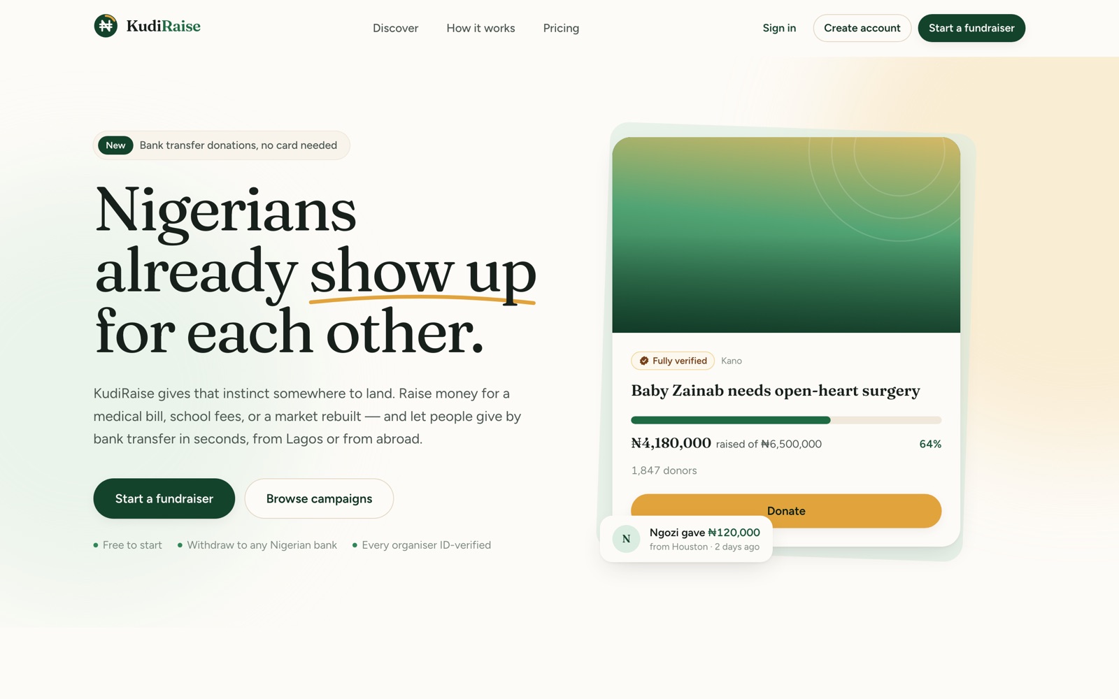 KudiRaise interface