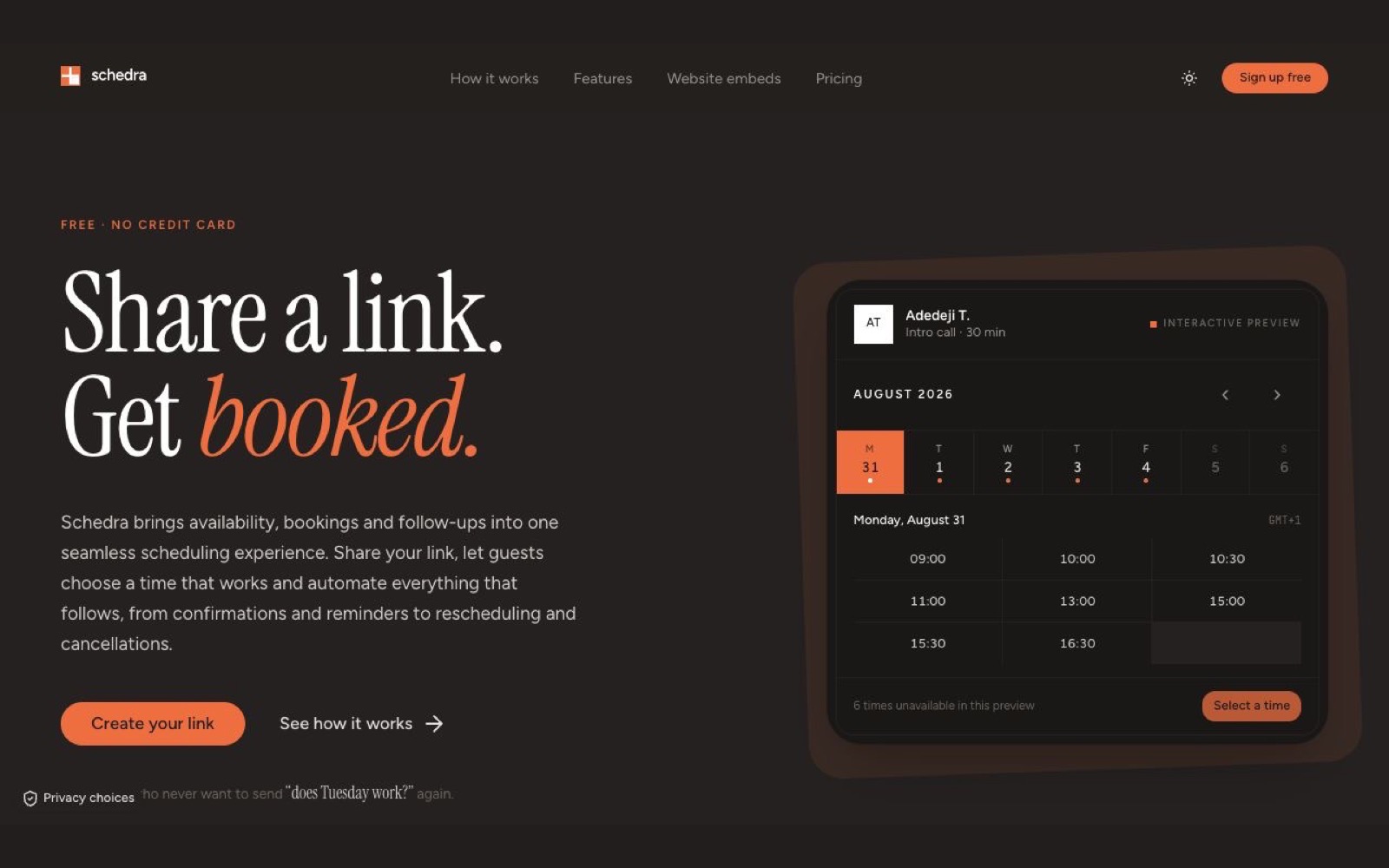 Schedra interface